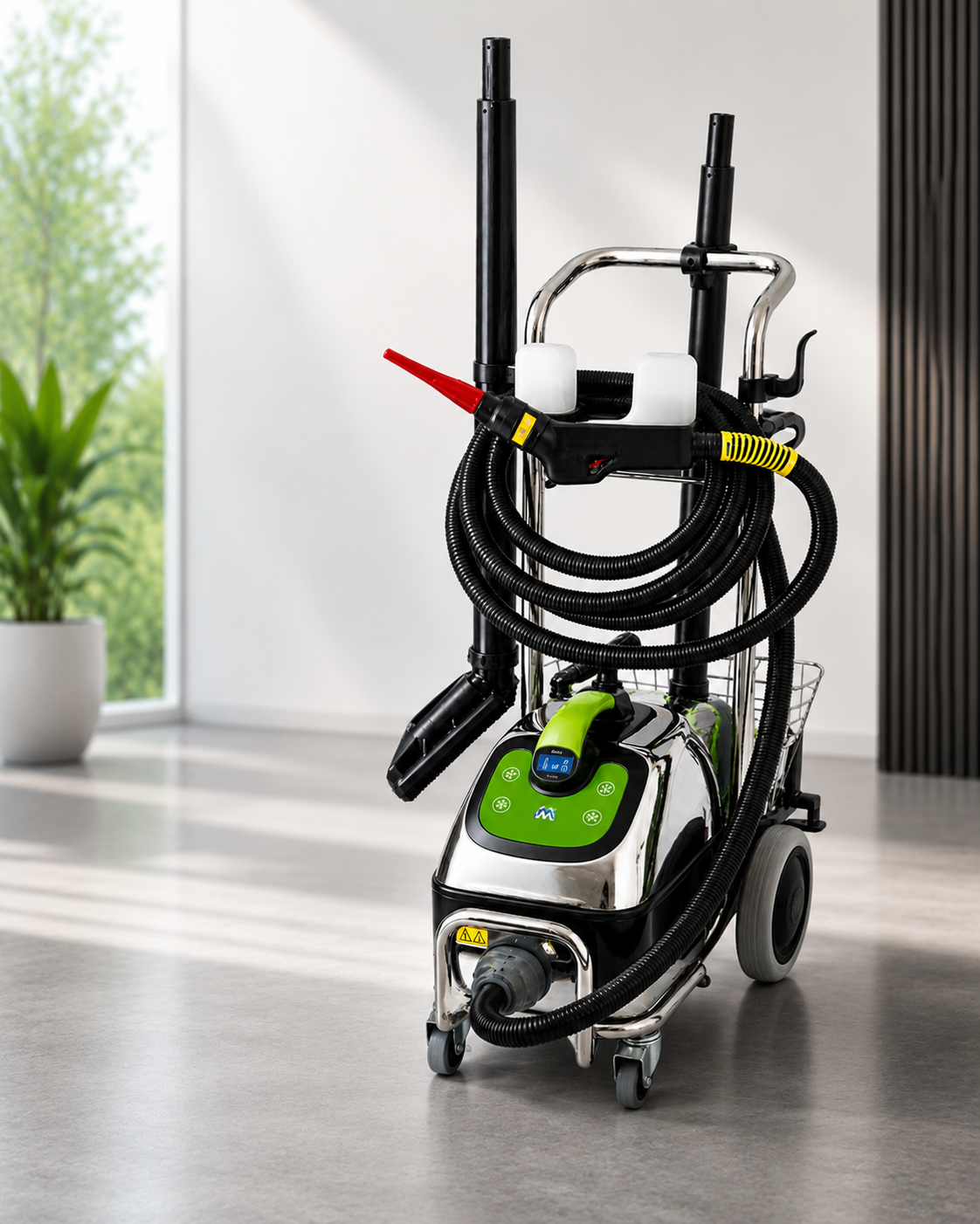 MediCleanTEC 24/7 micro steam machine on its professional cleaning cart